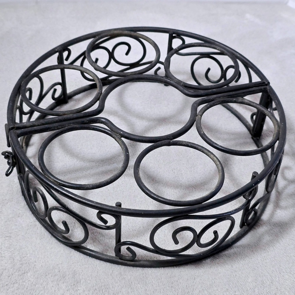 Vintage Black Metal 7-Candle Holder Folding Scrollwork Centerpiece